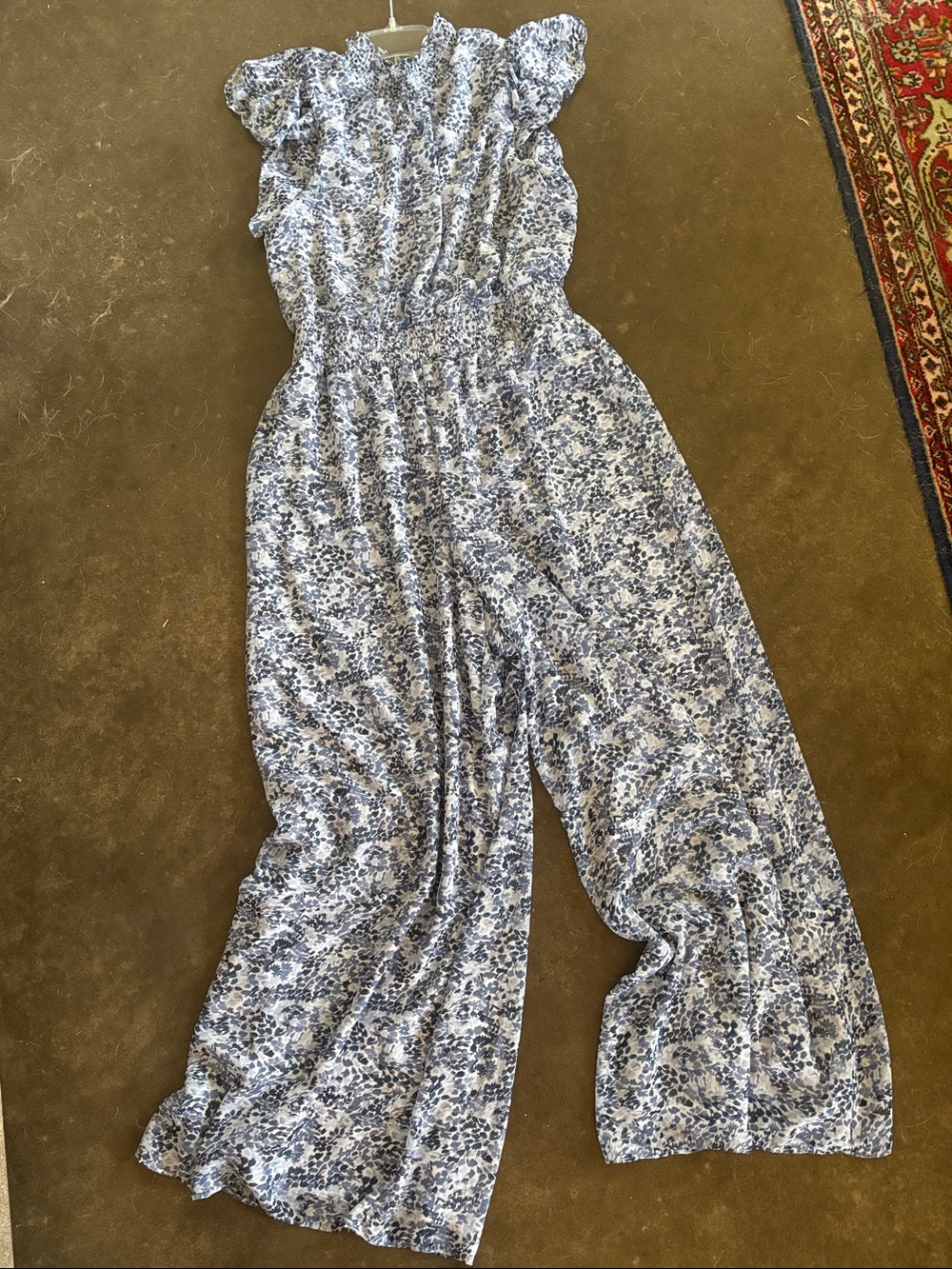 Floral Blue Wide-Leg Jumpsuit